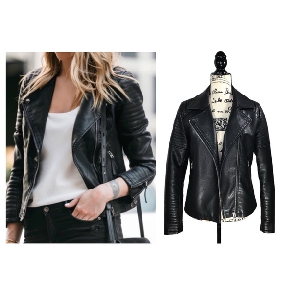 TOPSHOP - Faux Leather Moto Jacket -Size 8 - Picture 16 of 16
